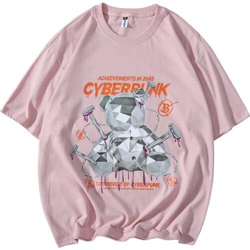 GlacialWhale New Oversized Mans Pink T-shirt Men Print Cotton Punk Hip Hop Japanese Streetwear Harajuku Tshirt Male T-Shirt Men
