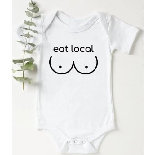 Breastfeeding Eat Local Bodysuit Toddler Shirt Funny Baby Bodysuits Summer Cotton Short Sleeve Onesies Casual Clothes 0-24M