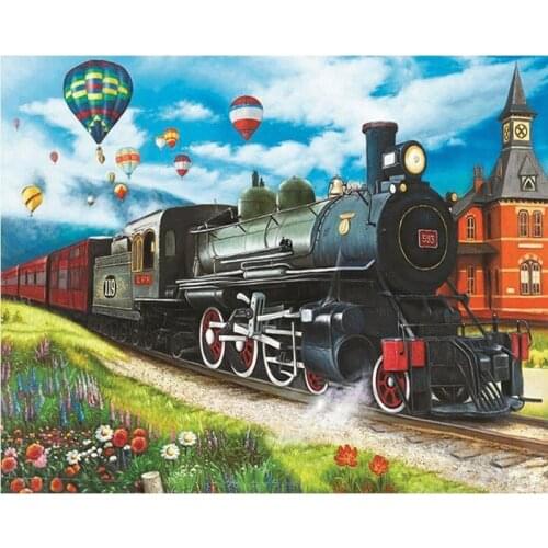 Full Square/Round Drill Diamond 5D DIY Diamond Painting Fire Balloon Train Embroidery Cross Stitch Rhinestone Mosaic Home Decor