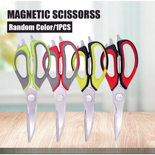 Kitchen Shears Stainless Steel Scissors Heavy Duty Sharp Easy Wash with Magnetic Holder for Food Meat Fish Vegetable xqmg Knives