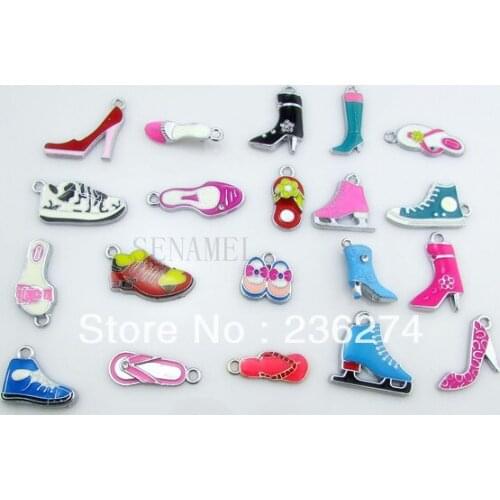M17 Wholesale Mix 100Pcs Alloy Metal Enamel Shoe & boot Charms DIY hang pendant accessories