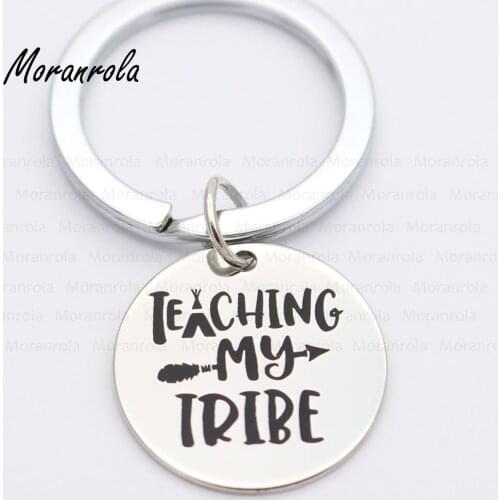 New arried "Teaching my tribe "Copper necklace Keychain,charm Hand-Stamped Jewelry Graduation Jewelry school teacher gift