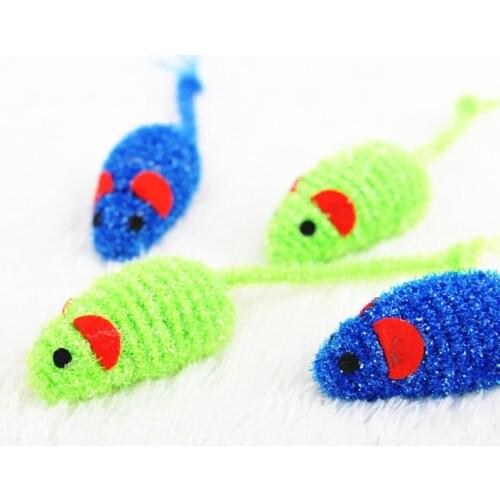 Mouse Real Fur Mixed Loaded Toys for Pet Cat Kitty with Sound Simulation Fluff Mouse Toys Mixed Color