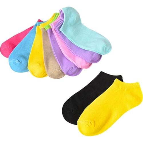 5 Pairs of Womens Socks Girl Female Lady Short Cotton Socks Candy Solid Color Ankle Sox Low Cut Boat Art All-match Socks Meias