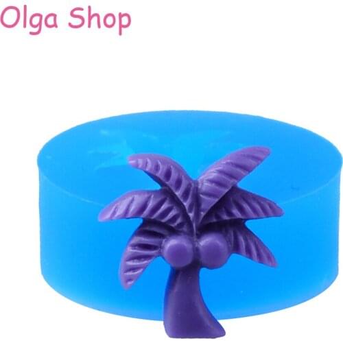 HYL032 Palm Tree Silicone Flexible Push Mold Butter Mold Cake Decoration Cupcake Topper Mold Fondant Gumpaste Polymer Clay