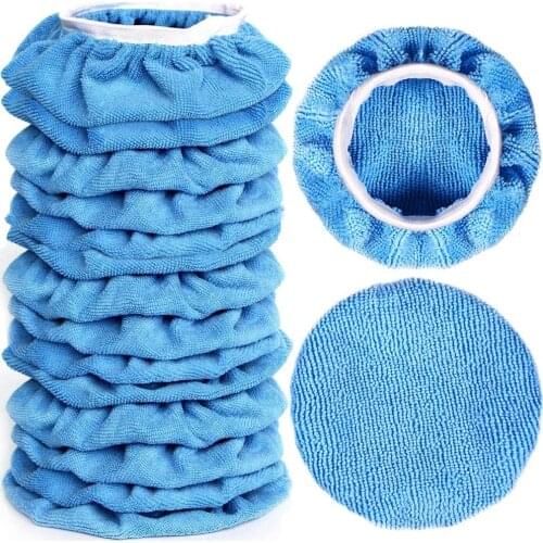 Polishing Bonnets(5 to 6 Inches) Bonnet Buffing Pad Cover Soft Microfiber Bonnet Pads for Car Polisher Waxing Cleaning