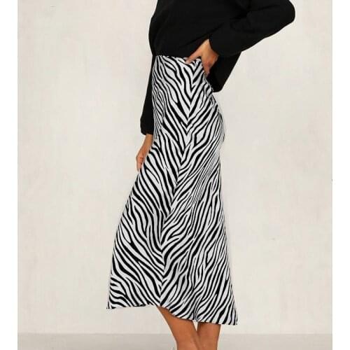 Hot Women Sexy Zebra Print Skirt Womens High Waist Split Skirt Mid-Length Casual Skirt Bodycon All-Match Femininas Streetwear