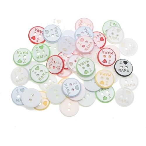 50Pcs Resin "I Love MaMa" Sewing Buttons For Cloth Needlework Flatback Scrapbooking Crafts Decorative Diy Accessories
