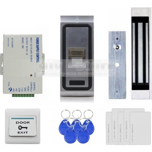 DIYSECUR 180kg Magnetic Lock Fingerprint 125KHz RFID ID Card Reader 2 in 1 Door Access Control System Kit F1