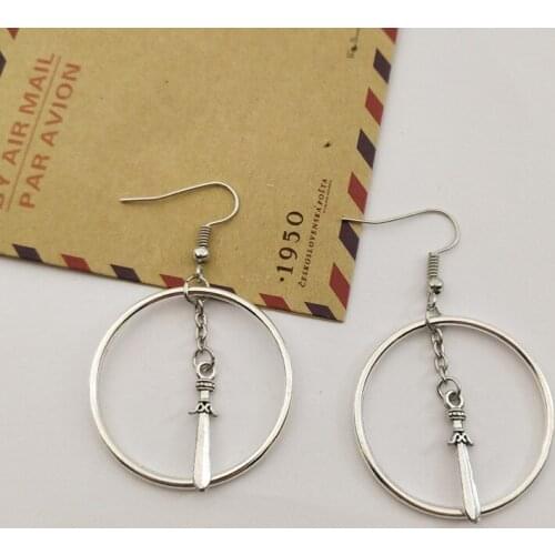 Silver color sword earrings The dark witch pendant Gothic Antique sword jewelry earrings friends Gifts women earrings