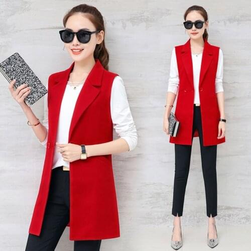 Spring Autumn Wild Female Vest Women Korean Long Slim Thin Sleeveless Suit Vests Womens Shoulder Plus Size Jacket Coat 3XL D110