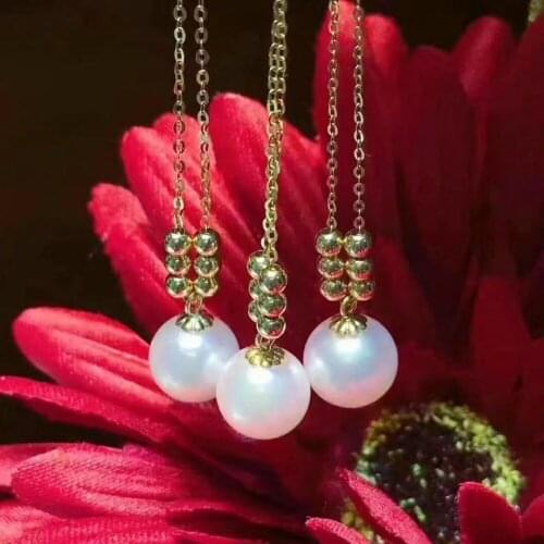 Shilovem 18k yellow gold Natural freshwater pearls pendants fine Jewelry women trendy necklace new gift mymz9-9.5zzz