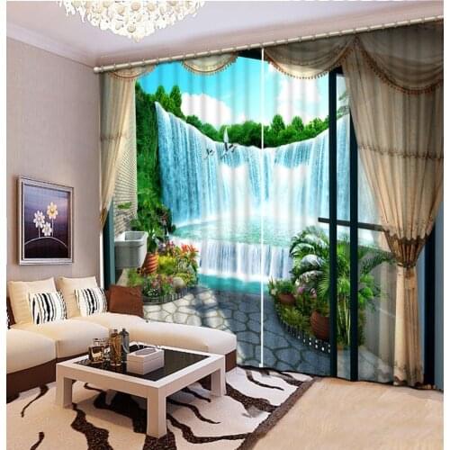 Balcony curtains Window Blackout Luxury 3D Curtains set For Bed room Living room Office waterfall curtains