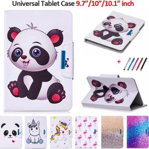Tablet 10.1 Universal Case Funda For samsung tab a 10.1 2019 case Case Cartoon Painted PU Leather Stand Cover For iPad 9.7 T3 10