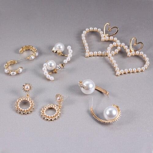 Earrings For Women Pearl Fashion Jewelry Gifts Simulated Pearl Circle Ear Jewelry Geometric Hoop Earings Glamou Girls Gift