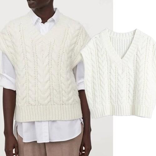 Jenny&Dave Sweaters Women England Style Fashion Twisted flower Winter Sweaters Women Pull Femme Sleeveless Pullovers Vest Tops