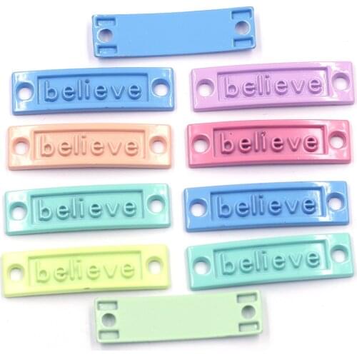 10Pcs Connectors Believe Letter Zinc Metal Pendants Colorful For Charms Necklaces Craft Fashion Jewelry DIY Findings 35x10mm