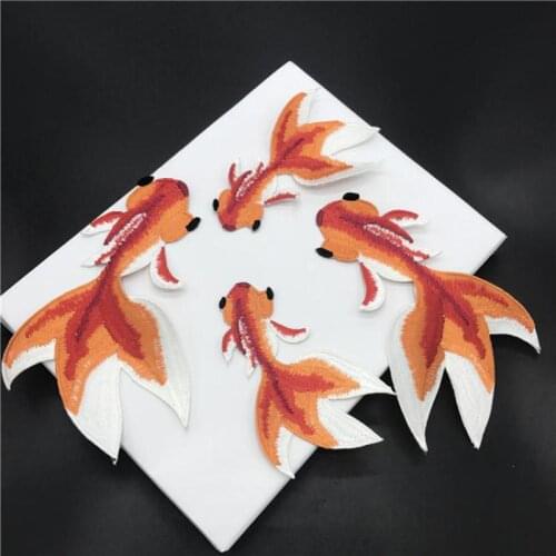 20pairs Two Size Goldfish Embroidered Patches For Sew On Clothes Applique Diy Handmade Sewing Accessory Apliques Para Ropa
