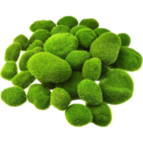 36PCS 5 Size Artificial Moss Rocks Decorative Green Moss Balls Fake Moss Decor for Floral Arrangements Gardens