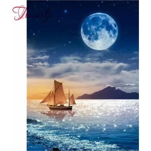 Diamant peinture pleine lune carrée strass photos diamant broderie vente paysage point de croix Kit décor à la maison