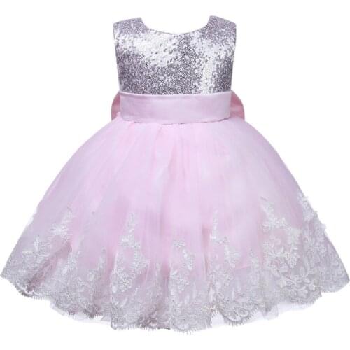 Sequin Tulle Baby Girl Dress Baptism Dresses Big Bow 1st year birthday party wedding Christening Gown Baby Infant Clothing bebes