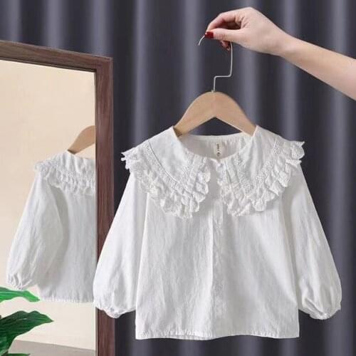 Spring Girls Clothes blouses Cotton button Cute lace decoration Infants clothes Tops Shirt blouses et chemises baby blouse