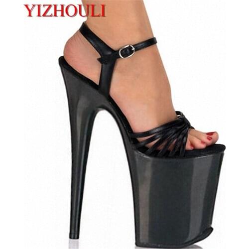 Shipping black strap unusual 8 Inch Heel Sexy Shoes Platforms sandals sexy clubbing high heels 20cm Exotic Dancer shoes