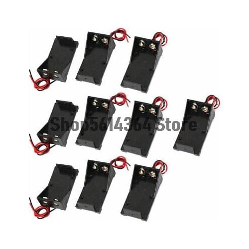 10PCS 9 Volt Battery Holder Screw Mounted Storage Case Box Wire Connector Black
