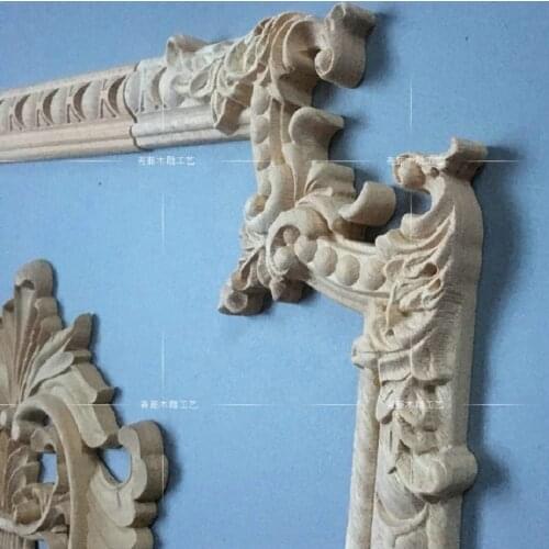 Home carving accessories solid wood Decal 2-4 pieces set decorative sculpture molding wood carving furniture Retro