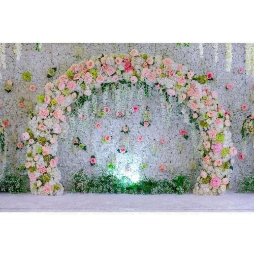 Flowers Arch Wall Photographic Backdrop Custom Background Fond Photo for Baby Shower Children Valentines Day Wedding Photocall
