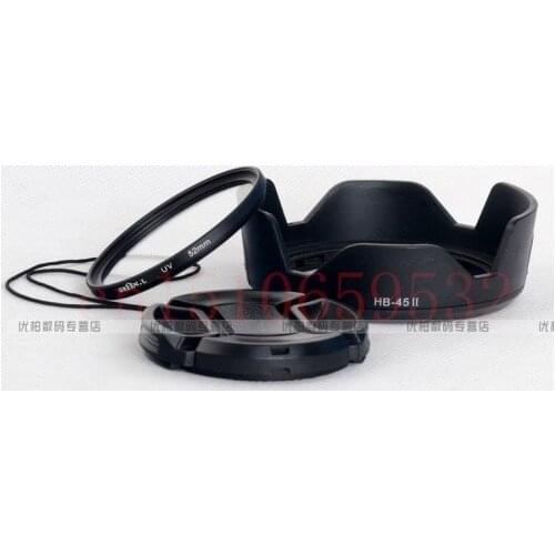 3 in 1 HB-45II lens hood +55mm UV filter +55mm Lens cap cover For nikon D5500 D3300 D5100 D5200 18-55mm lens