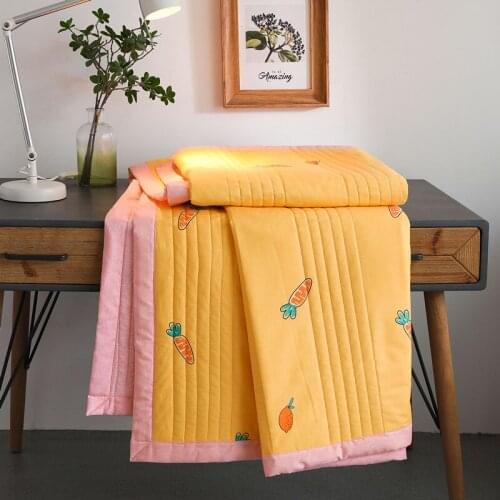 Summer Washed Cotton Quilt Air-conditioning Comforter Soft Breathable Blanket Thin Leaf Print Bedspread Bed Cover Home Textiles