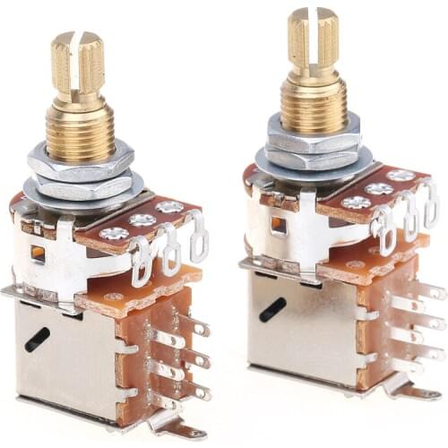 Musiclily Pro Brass Full Metric Sized Control Pots B250K Push/Pull Linear Taper Potentiometers for Guitar(Set of 2)