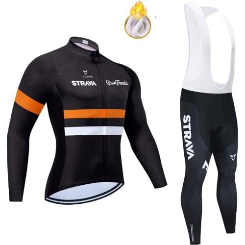Mens STRAVA Cycling Clothing Sportswear Thermal Fleece Mountain Bike Cycling mens shirt for fessional Team 2021 20D GEL pad