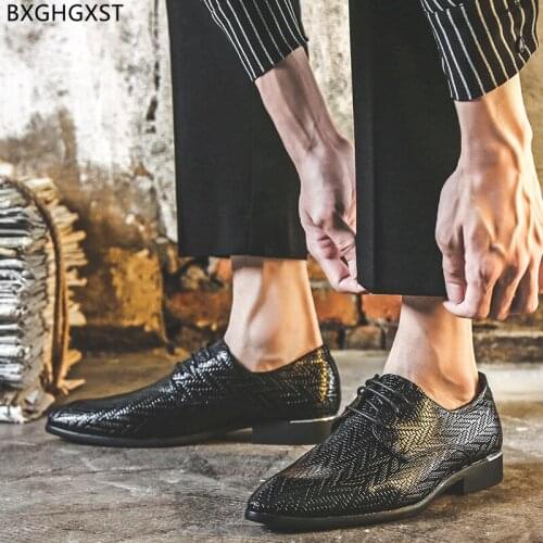 Fashion Business Shoes Men Weave Mens Oxford Leather Shoes Luxury Brand Wedding Shoes for Men 2021 Black Man Chaussure De Homme