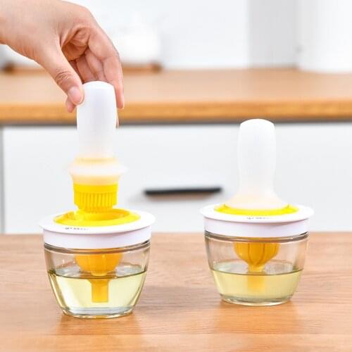 Oil Bottle and Brush Set Silicone Oil Brush Bottle with Glass Clear Container For Cooking BBQ Barbecue Brush Heat Resistant