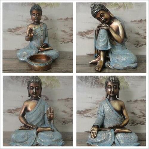 New Antique retro Southeast Asian style hand-painted gilt resin buddha ornaments statue feng shui figurine home decoration craft