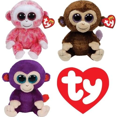 New 15cm Ty Big Eyes Beanie Rainbow Colored Sloth Monkey Plush Toys Stuffed Animal Toy Christmas Birthday Gifts For Children