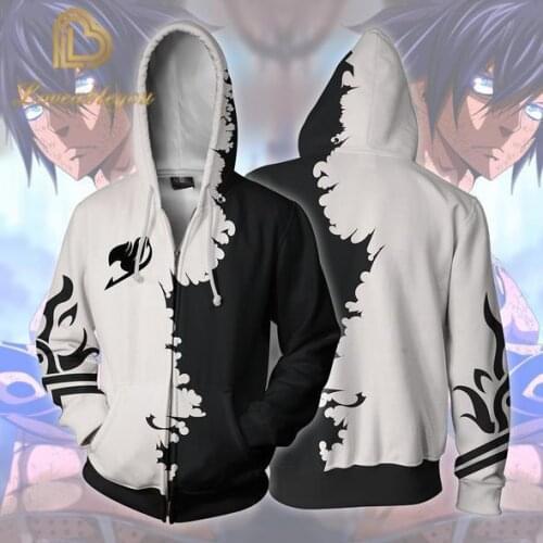 Autumn Winter 3D Print Anime Fairy Tail Cosplay Hoodies Sweatshirts Casual Zipper Hooded Jacket Clothing