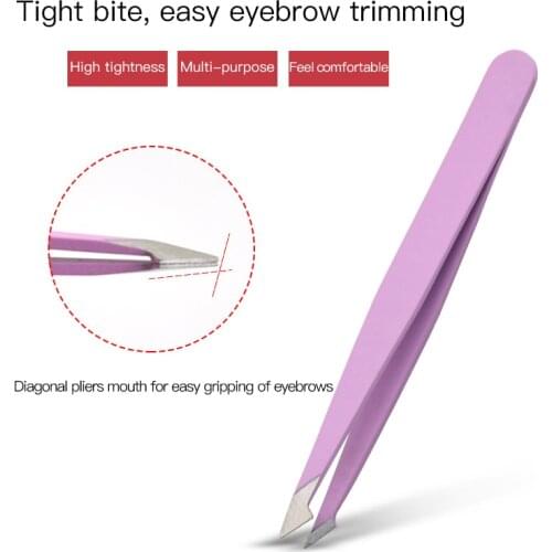 Eyebrow Tweezer Colorful Hair Beauty Fine Hairs Puller Stainless Steel Slanted Eye Brow Clips Removal Makeup Tools Accessories
