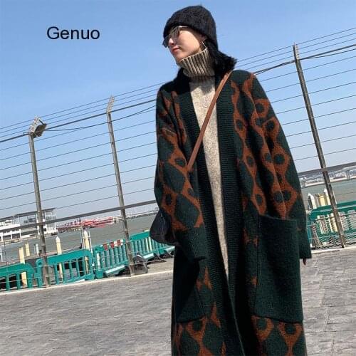 Thick Retro Knitted Cardigan Loose Outwear Womens Autumn And Winter Thicken Warm Vintage Long Sweater Cardigans 2020 New