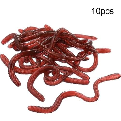 10Pcs Soft Lure Fishing Simulation Earthworm red Worms Artificial Fishing Lure Tackle Lifelike Fishy Smell Lures