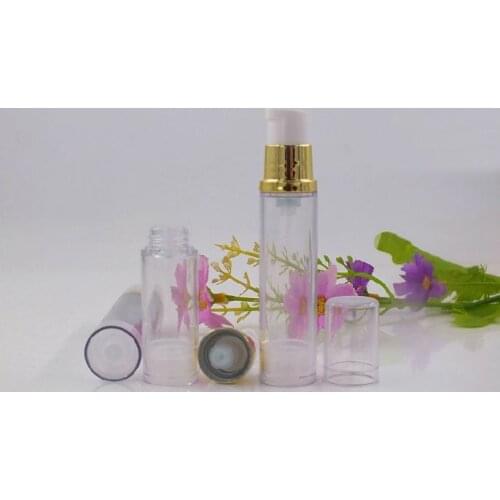 10ML clear airless plastic bottle gold pump lotion emulsion serum mist sprayer hyaluronic toner skin care packing