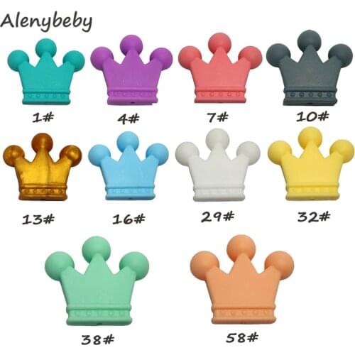 Silicone Crown Beads Teether Baby Teething Toys BPA Free Food Grade Pearls Beads Nursing Gifts DIY Silicone Necklace Baby Gift
