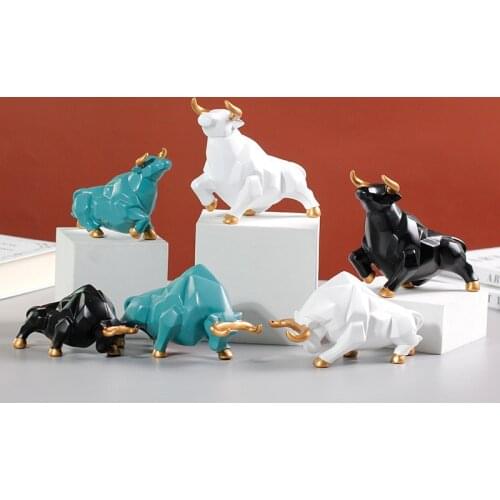 Bull Statue for Home Decor Resin Bull Symbol of The Year 2021 Nordic Animal Figurine Home Decoration Cattle Shape Ornaments