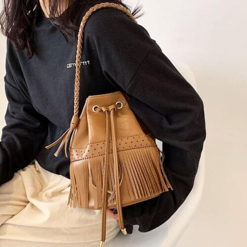 Designer Handbags High Quality Bucket Tote Bag Ladies Retro Tassel Crossbody Bags for Women Fringed Shoulder Bag Bolsa Feminina