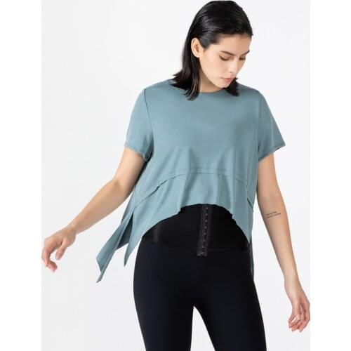 Loose Fit Sport Training Short Sleeve Shirts Women Anti-sweat Yoga Gym Athletic T-shirt Tops Sportswear Side Split Running Tops