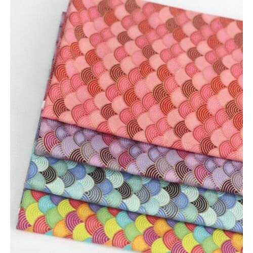 Color Blue Purple Red Japanese Style Fan Wave Ripple 100% Cotton Bronzed Fabrics for DIY Craft Quilt Handwork Decor Bag Cushion