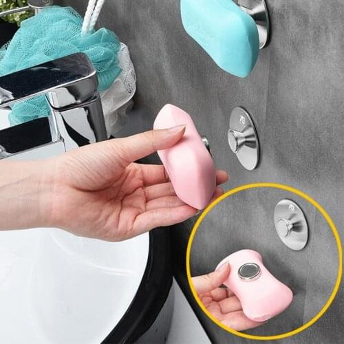 Creative Magnetic Soap Holders Bathroom Wall Hanging Soap Box Suction Cup Rack Silver Magnetic Soap Holder
