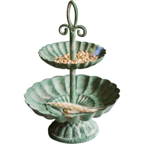 2-Tiered Vintage Metal Tray Jewelry Display Plate Antique Dessert Snack Plate Home Desktop Cosmetic Sundries Organizer